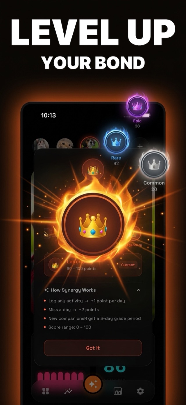 Level up the bond — Loonee synergy score screen